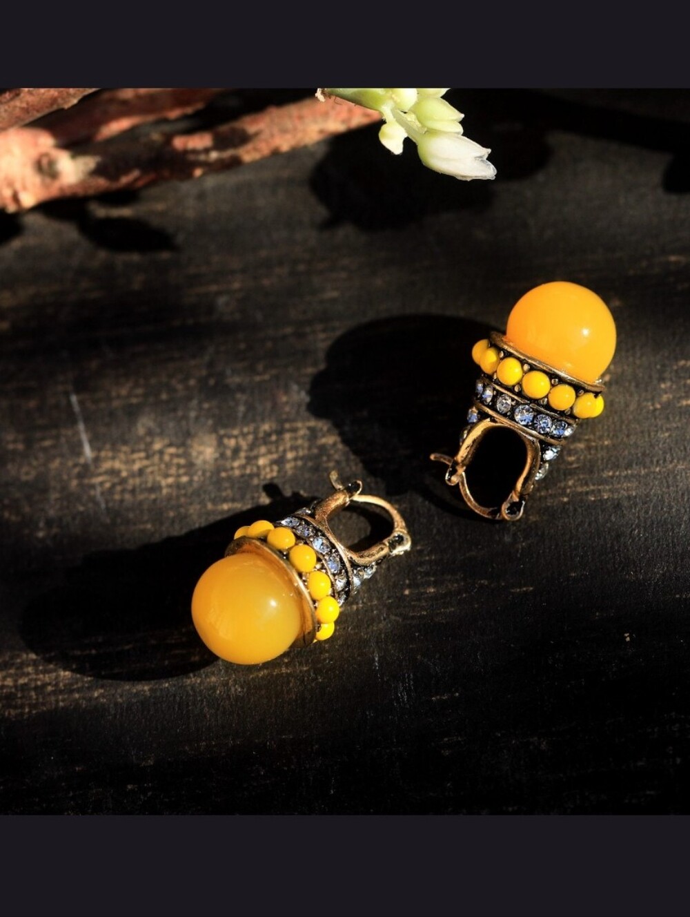 Yellow Bead Drop Earrings